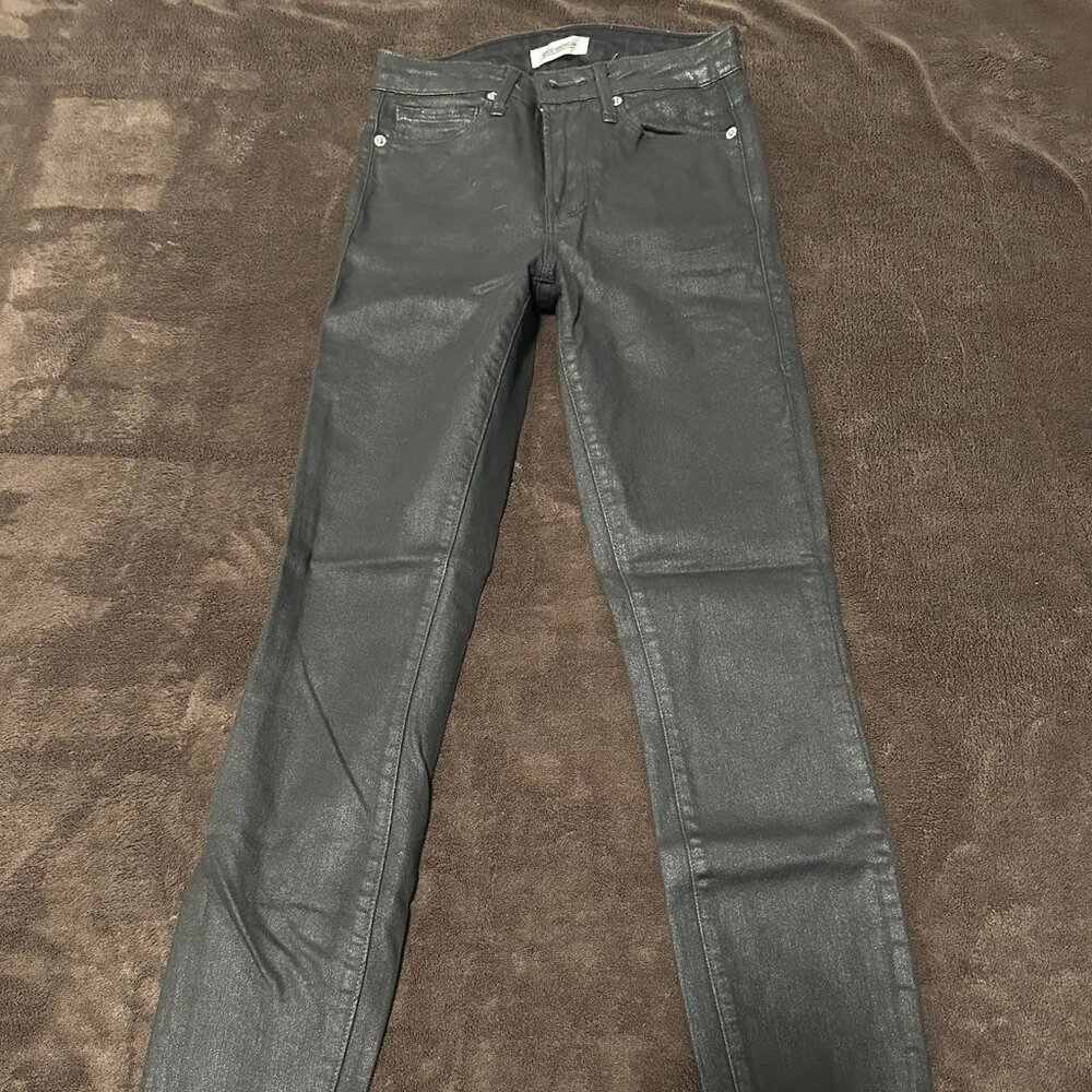 Good American Black Coated Denim Good Legs Ankle Skinny Jeans